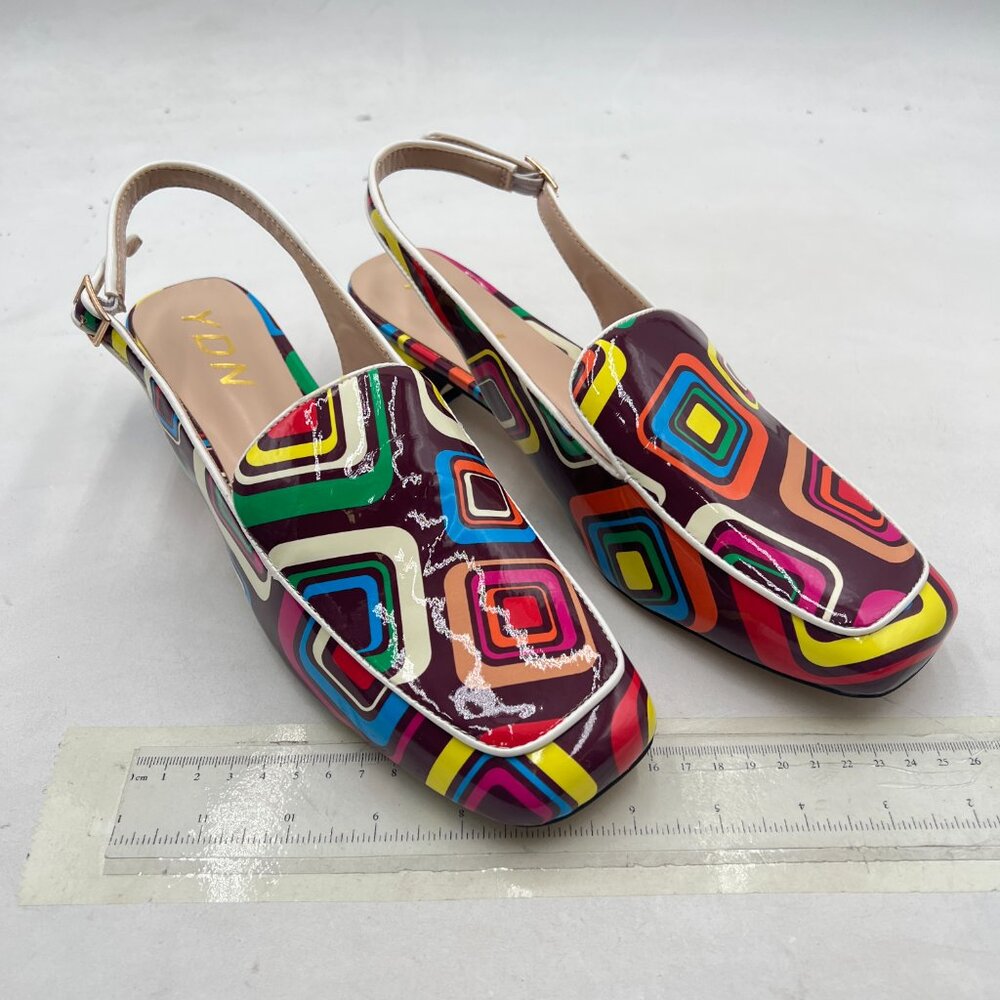 Ydn Colorful-Square Square Toe Block Low Heels Sl… - image 4